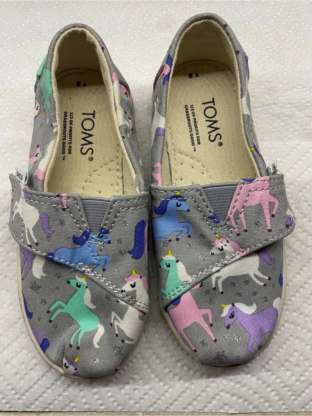 TOM'S Alpargata Unicorn and Sparkly Stars Light Grey Espadrilles